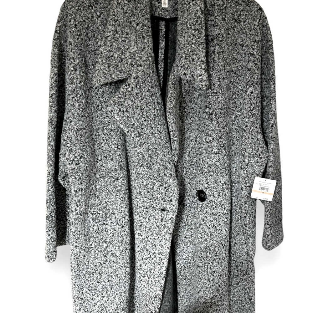 Rafaella Women’s Plus Size 2X Shawl Collar Coat – Gray Textured Knit
